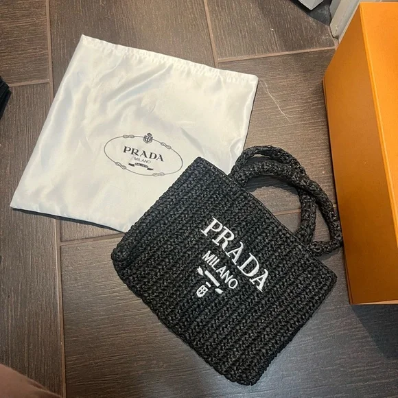 Designer Black Woven Tote Bag - Picture 2 of 4